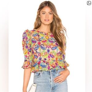 🚨 ISO – NOT FOR SALE 🚨
Tularosa Mila Colorful Paisley Embellished Peplum Top